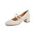 森达2021秋季新款商场同款甜美玛丽珍气质粗跟女浅口单鞋3EH01CQ1(米白 38)