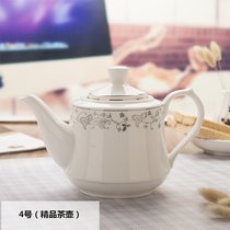 纯白陶瓷骨质瓷大号高温泡茶壶过滤冷水壶咖啡壶家用茶壶茶具瓷器(4号（精品茶壶）1000ML)