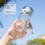 高颜值运动大容量塑料水杯子男女学生便携简约夏季水瓶耐高温透明(【食品级PC材质-小熊款】月影蓝-450ml 【可装开水】)