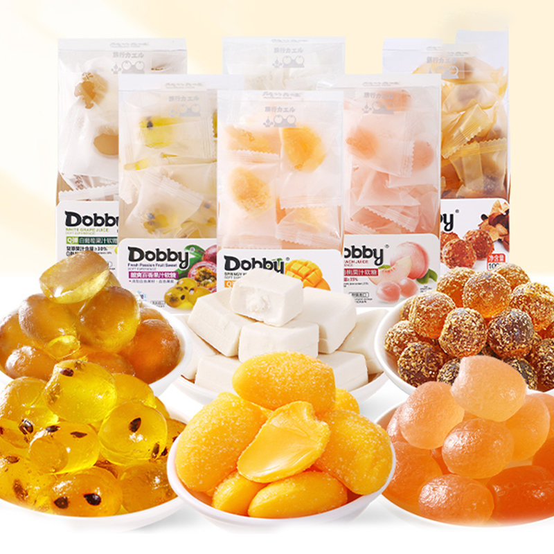 糖果巧克力图片】台湾进口dobby 水果味软糖爆浆果汁零脂橡皮qq糖小