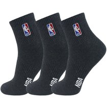 NBA袜子男休闲运动袜精梳棉袜刺绣篮球袜 3双装(四季经典款 深花灰3双 默认尺码)