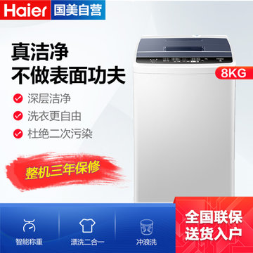 海尔（Haier）EB80M009 8公斤波轮洗衣机 四重洗护 漂甩二合一 白色