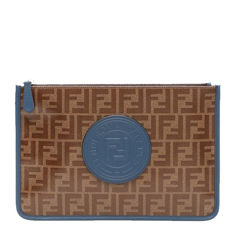 fendi芬迪男士棕色双f标志手拿包棕色时尚百搭