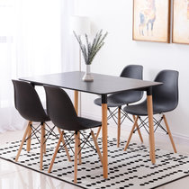TIMI 现代简约餐桌椅 北欧餐桌 小户型餐桌椅组合 家用饭桌 商用洽谈桌椅(黑色伊姆斯 1.2米餐桌+4把彩色椅(颜色备注))