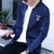2016年秋冬季韩版新款开衫男毛衣针织衫外套夹克针织衫男棒球衣潮(深蓝色 4XL)