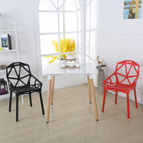 TIMI 天米 北欧简约桌椅组合 一桌二椅洽谈桌椅组合 方形餐桌创意椅子组合(白色 2把几何椅)