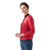 女款轻薄短款修身羽绒服大衣保暖内胆圆领外套韩版显瘦上衣6827(红色 4XL)
