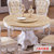 永旭家具 欧式餐桌椅组合天然大理石餐桌餐厅实木桌椅圆桌子(1.35米一桌六椅(舒适))
