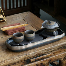 复古粗陶茶具套装 家用陶瓷茶杯茶壶粗陶简约功夫茶具套装(粗陶一壶两杯（款式一）)