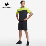 housuit后秀暴汗服套装男2022年夏季新款运动健身短袖短裤两件套(M 青柠/矿物黑)