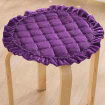 定做四季圆形坐垫圆凳子垫餐椅垫防滑毛绒椅子垫加厚圆形办公室(方块-茄紫色)