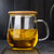 玻璃杯带把家用茶水分离办公室男女透明过滤带盖喝水花茶泡茶杯子(竹茗杯 约500ML（加厚款）)