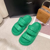 SUNTEK新款外穿凉鞋女夏季2022网红时尚百搭居家室内防滑带跟凉拖鞋女士(35-36【正码】 BV绿色)