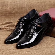 新款男士休闲鞋时尚头皮鞋正装男士上班鞋婚宴鞋理发师帅气韩版鞋HX(黑色 44)