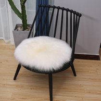羊毛坐垫圆形椅垫可爱毛绒垫子加厚办公椅垫毛毛皮毛一体餐椅垫(乳白色)