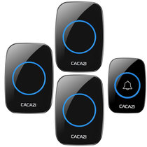 CACAZI卡佳斯 A10一拖三交流数码门铃无线家用智能远距离电子遥控 老人呼叫器 防水无线门铃(黑色)