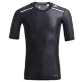 阿迪达斯男装 2016新款速干排汗透气紧身五分袖运动短袖圆领T恤AI9391(黑色 L)