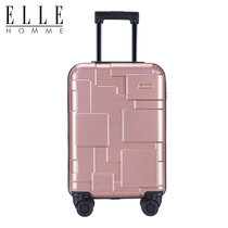 ELLE HOMME时尚拉链拉杆箱旅行箱防刮耐磨静音飞机轮行李箱(淡雅银 20寸)
