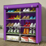蜗家双排5层10格大容量组合简易防潮防尘鞋柜/靴子时尚鞋橱 0505C(紫色 1)