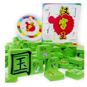 乐木玩具早教140粒汉字王识字桶装