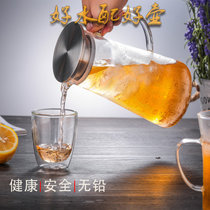 耐冷热家用夏季玻璃冷水壶简约日式北欧超大容量果汁花茶冷饮套装(1500ML凉水壶 默认版本)