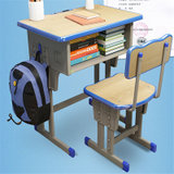 亿景鸿基 学习桌子套装家用写字书桌中小学生补习辅导班升降课桌椅凳子(浅蓝桌椅 YKZ020)