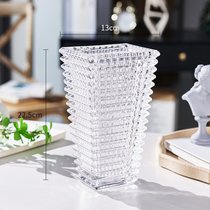 现代轻奢加厚水晶玻璃花瓶透明水培创意塔山设计客厅鲜花插花摆件(23高-金字塔（透明） 中等)