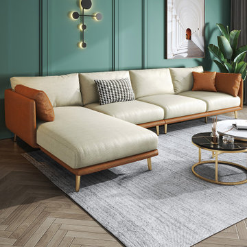 华南家具简约现代布艺沙发意式轻奢转角软体沙发放松椅北欧科技布免洗