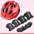 自行车头盔青少年山地配件装备全套骑行用品儿童滑轮防护套装越野(红色头盔+全黑蝴蝶护具（6-15岁 默认版本)