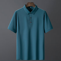 POLO衫男士短袖T恤夏季中老年高端商务休闲短袖衫薄款透气上衣(蓝绿 50)