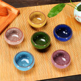 陶瓷功夫组合茶具整套装冰裂釉纹紫砂六色日式品茗小茶杯(六色6个装)