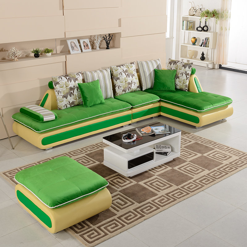 转角组合沙发 皮配布沙发 布艺沙发 皮艺沙发客厅沙发 s3121(深绿色