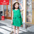 夏季新品女童棉麻连衣裙韩版棉质休闲居家外穿公主裙子(140 绿色)