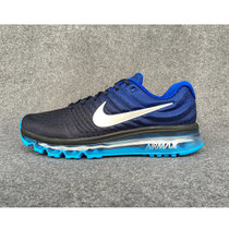Nike耐克 新款MAX2017气垫男鞋减震网面透气跑步鞋运动鞋跑鞋训练鞋慢跑鞋(849559-400黑蓝白 41)