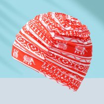 SUNTEK游泳帽女士长发时尚舒适布料泳帽成人大号长发护耳温泉游泳装备(红条-45)
