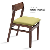 物植 实木餐椅家用阳台休闲桌靠背椅 YPH-01(胡桃色实木绿色麻布)