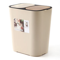 西派珂分类垃圾桶弹盖式简约时尚15L分类垃圾桶(米色 容量15L)