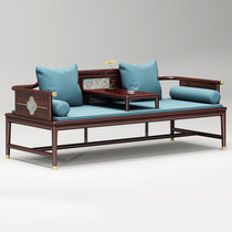 罗汉床新中式 乌金木茶桌椅组合推拉床榻 客厅沙发床塌椅小户型实木家具(200*80*75送坐垫和炕几)
