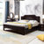 恒兴达 新中式实木床主卧1.8米双人床现代简约1.5米雕花床经济型婚床家具(1.8*2米黑檀色 单床)