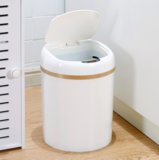 感应式智能垃圾桶家用客厅卧室卫生间厨房创意自动垃圾桶大号带盖 大号-珍珠白JMQ-237