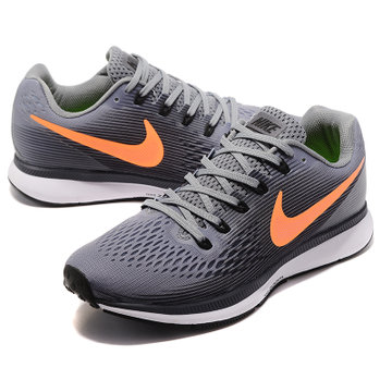 耐克男鞋跑步鞋登月34代春秋季zoom网面透气运动男鞋休闲跑鞋中灰桔红