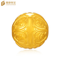 刚泰珠宝 3D硬金黄金转运珠足金路路通佛珠手串珠子祈福保平安 六字真言珠
