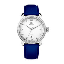 上海手表女士手表 全自动机械表 时尚潮流镶钻防水皮带女表802(白钢白面 皮带)