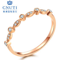 CNUTI粤通国际珠宝彩金钻戒环扣18K金钻石戒指女款K金钻石尾戒排戒