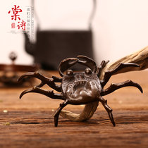 棠诗 日本铁壶盖置 盖托茶壶盖架茶宠茶道配件纯铜螃蟹盖置 铁壶