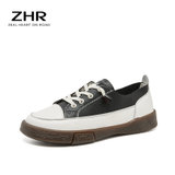 ZHR新款小白鞋女鞋圆头平底单鞋帆布鞋一脚蹬软底A76(黑色 35)