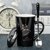 创意个性杯子陶瓷马克杯带盖勺潮流情侣喝水杯家用咖啡杯定制logo(狮子座+专属勺+盖子（黑）)