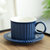欧式咖啡杯套装陶瓷碟套装时尚高颜值设计英式下午茶套裝花茶杯(罗马柱咖啡杯-蓝)