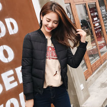 莉菲姿 秋冬新款轻薄羽绒棉服女韩版短款时尚百搭学生棒球服外套(黑色 XXXL)