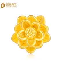刚泰珠宝 3D硬金转运珠圣莲花百搭大气手串珠子 圣莲花